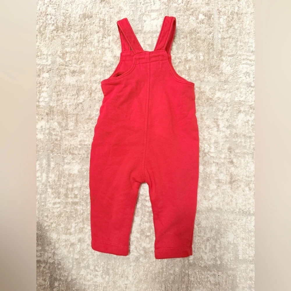 Old Navy Vibrant Red Kids fleece Overalls size 6-12 months